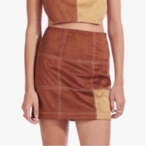 STAUD Patchwork Mini Skirt